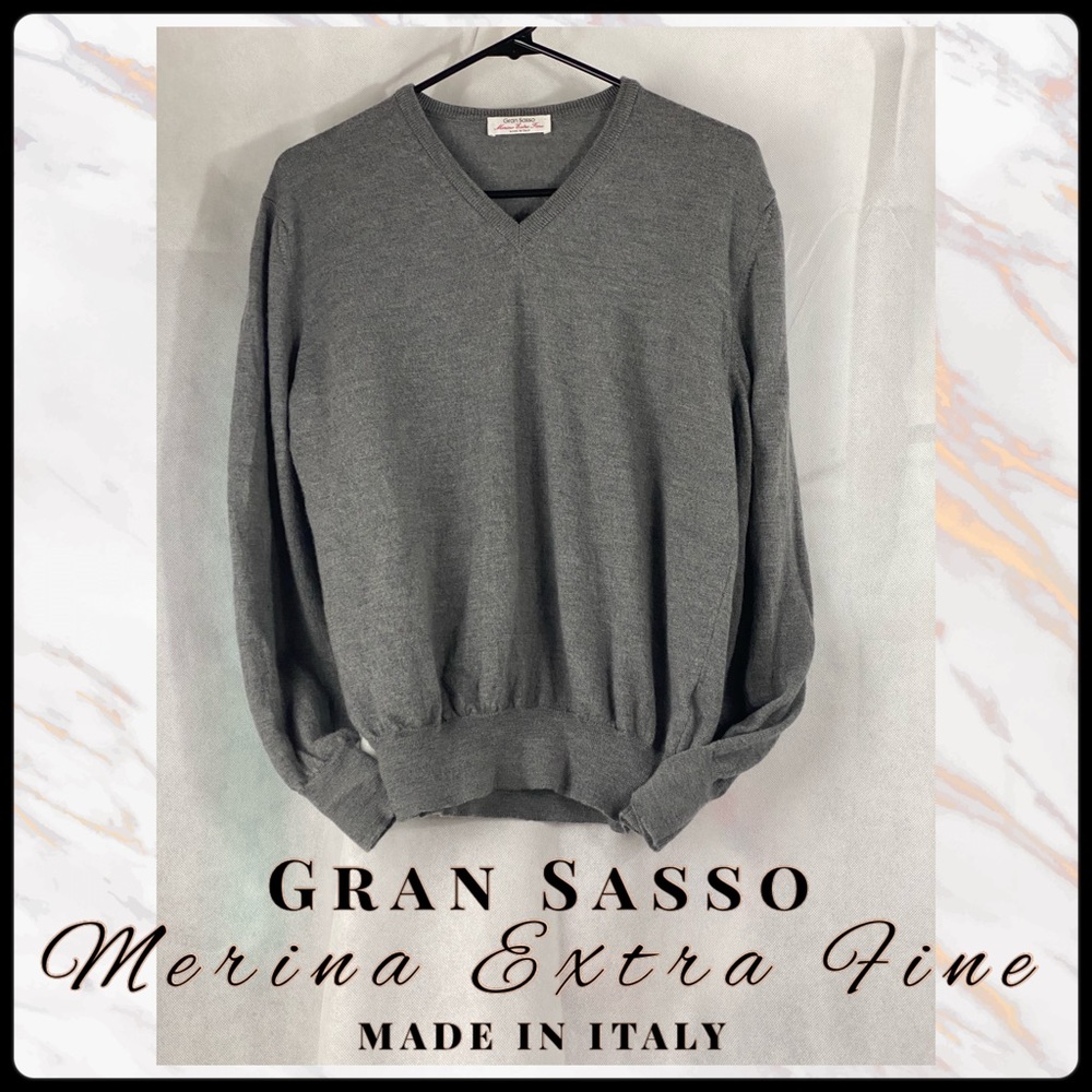 Gran Sasso Merino Extra Fine V-Neck Sweater Size M